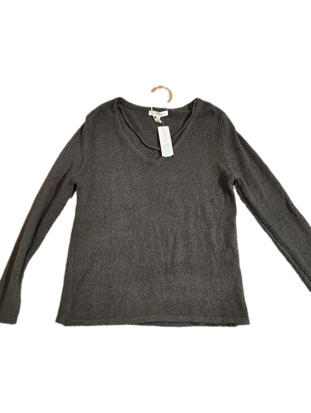 Honey Punch Sweater Sz S NWT Dark Gray Criss Cross Neckline Pullover